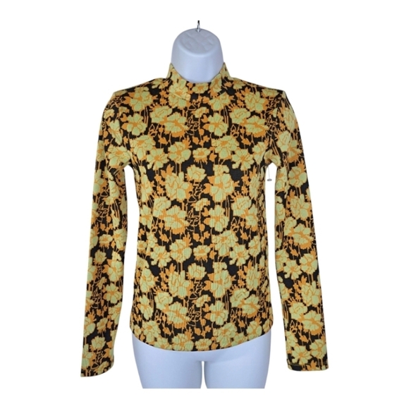 Zara Tops - Zara Retro Floral Mock Neck Top